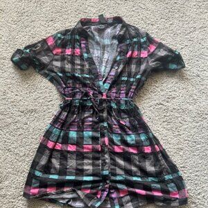 Women's Plaid Button Down Tunic